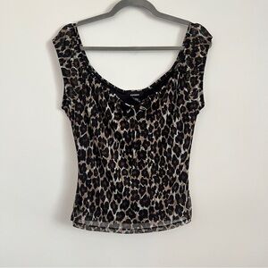 Express Y2K Leopard Animal Print Top Women’s Blouse Size Small